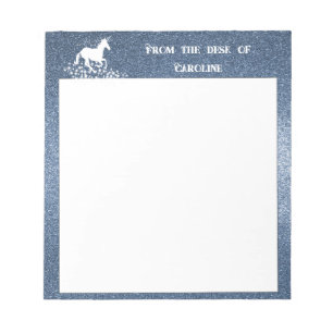 Glitter Unicorn and Stars   Blue Notepad