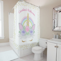 Glitter Unicorn Face Pastel Rainbow Girls Bathroom