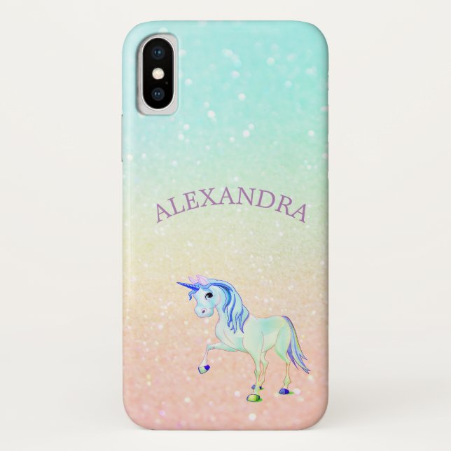 Glitter Unicorn Magical Cute Personal Case-Mate iPhone Case (Back)
