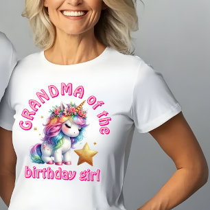 Glitter unicorn magical girls age birthday Grandma T-Shirt