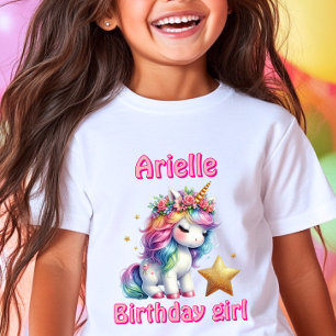 Glitter unicorn magical star girls birthday T-Shirt