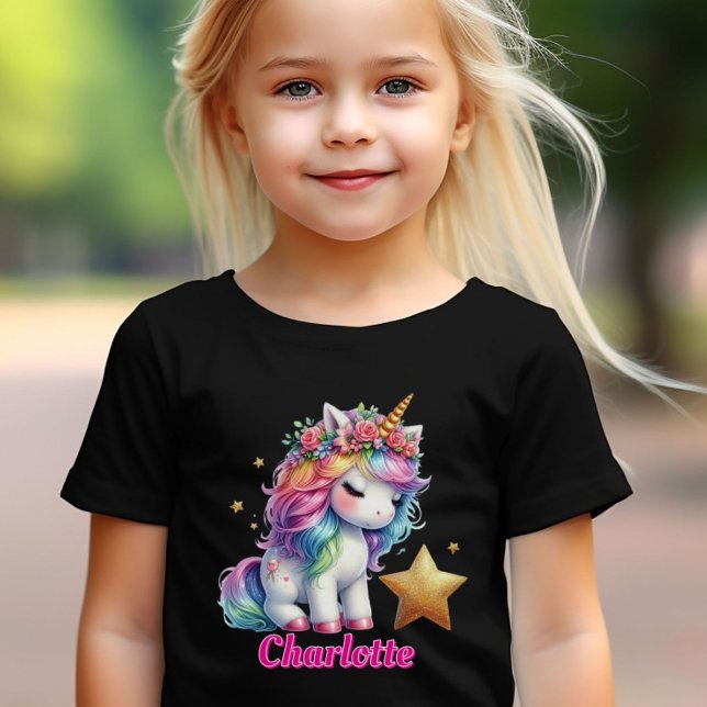 Glitter unicorn magical star kids black T-Shirt (Creator Uploaded)