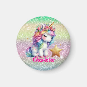 Glitter unicorn magical star magnet
