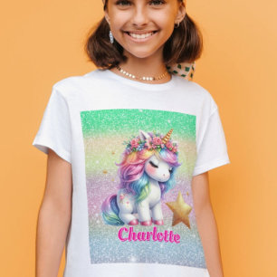 Glitter unicorn magical star  T-Shirt