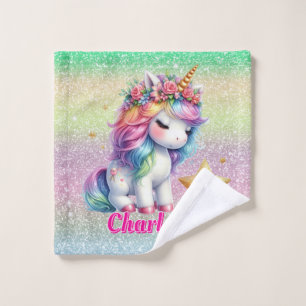 Glitter unicorn magical star wash cloth