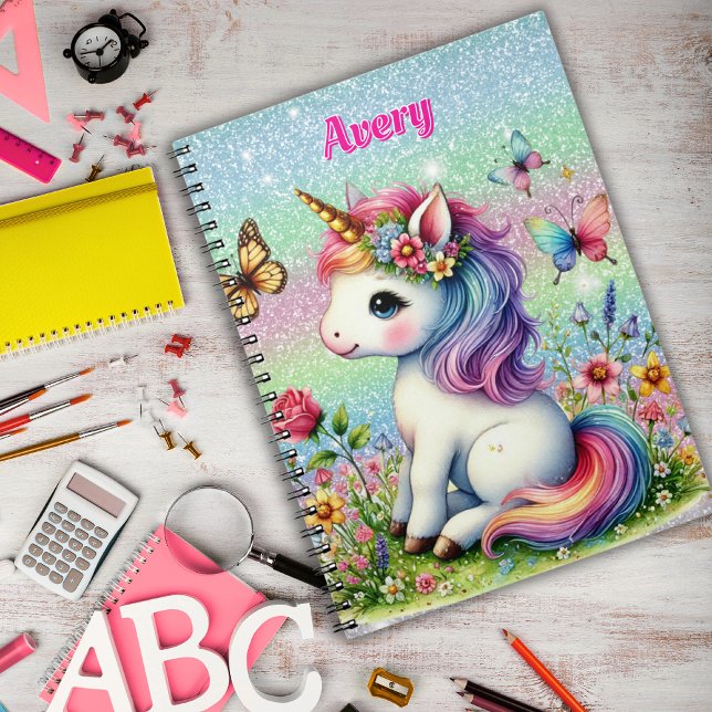 Glitter unicorn meadow flowers  notebook (Creator Uploaded)