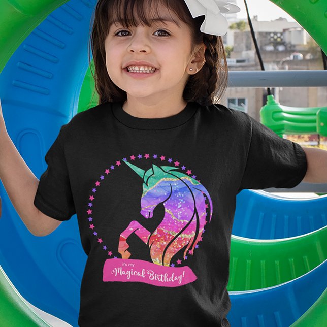 Glitter Unicorn Rainbow It's My Magical Birthday T-Shirt (Creator Uploaded)