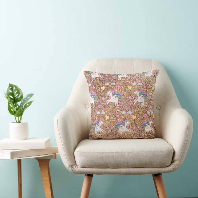 Glitter unicorn  throw pillow (Chair)