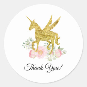 glitter unicorn with flowers stickers