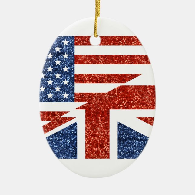 glitter usa uk ceramic tree decoration (Front)