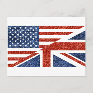 glitter usa uk postcard