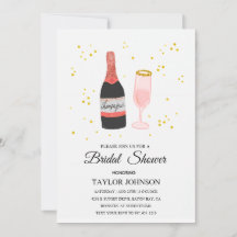 Glitter vino champagne - bridal shower invitation