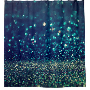 glitter vintage lights background. gold, silver, b shower curtain
