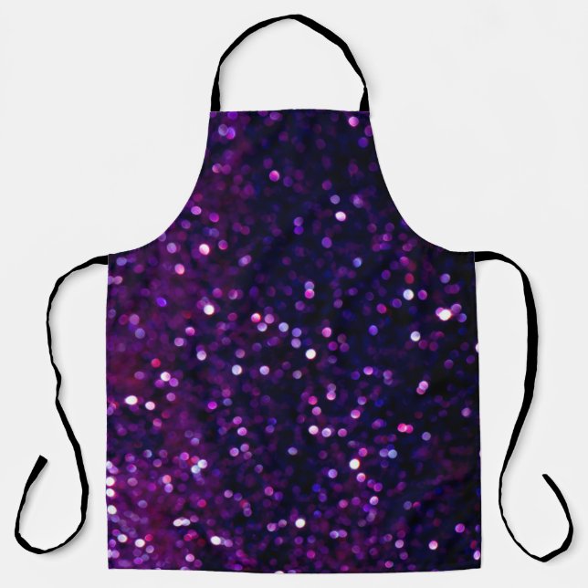 Glitter vintage lights background. purple and blac apron (Front)