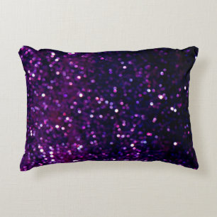 Glitter vintage lights background. purple and blac decorative cushion