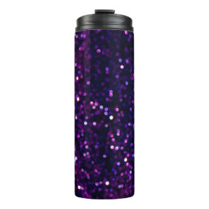 Glitter vintage lights background. purple and blac thermal tumbler