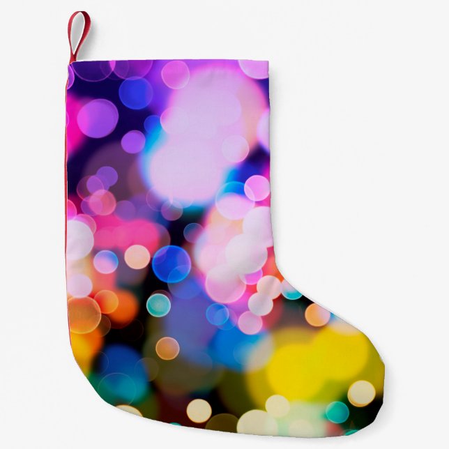 Glitter vintage lights background small christmas stocking (Front)