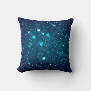 Glitter vintage lights of blue green and black cushion