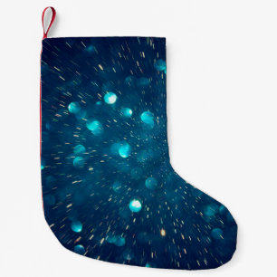Glitter vintage lights of blue green and black small christmas stocking