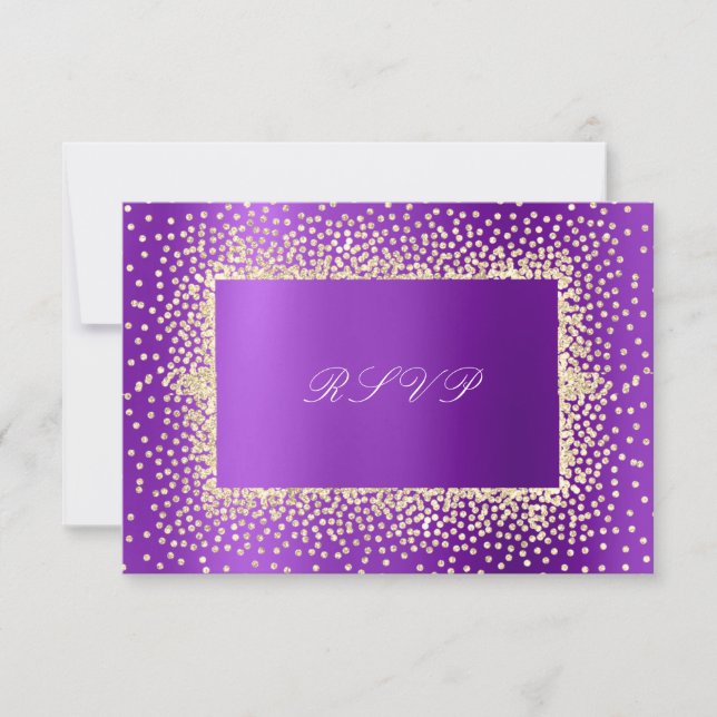 Glitter Violet Amethyst Gold RSVP Krystal A Card (Front)