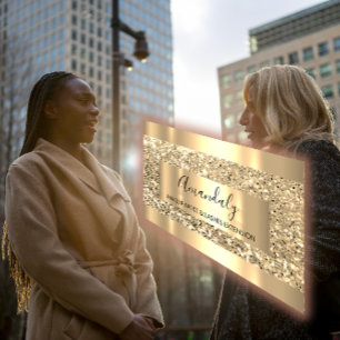 Glitter VIP Gold Frame Glam Pink Modern Luminous Business Card