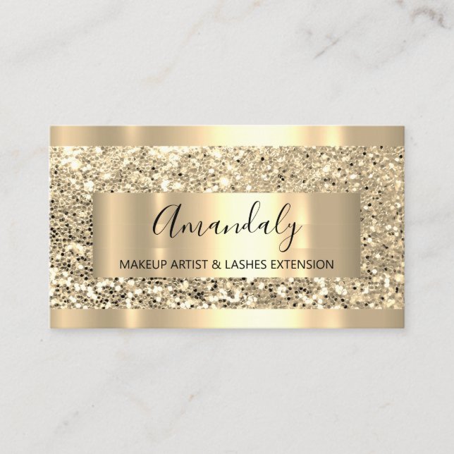 Glitter VIP Gold Frame Glam Pink Modern Studio Business Card (Front)