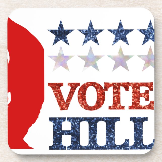 glitter vote hillary coaster (Front)
