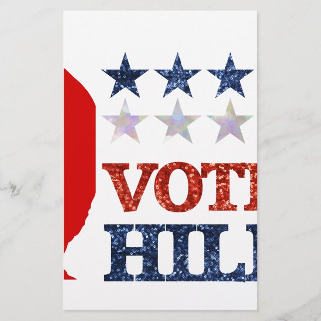 glitter vote hillary stationery (Front)