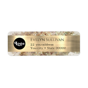 Glitter watercolor and foil logo return address label