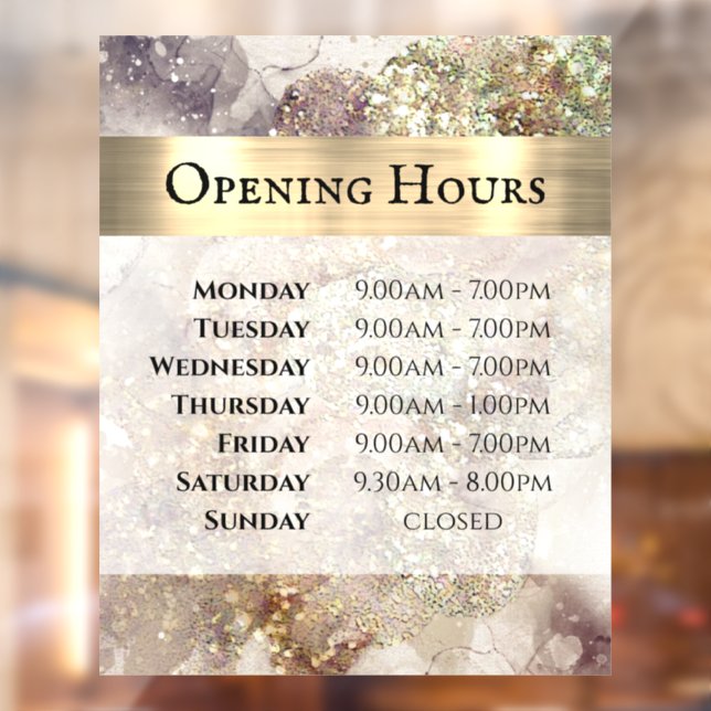 Glitter Watercolor and Foil Opening Hours (Sheet 2)