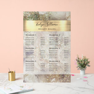 Glitter Watercolor and Foil Price List Acrylic Sign