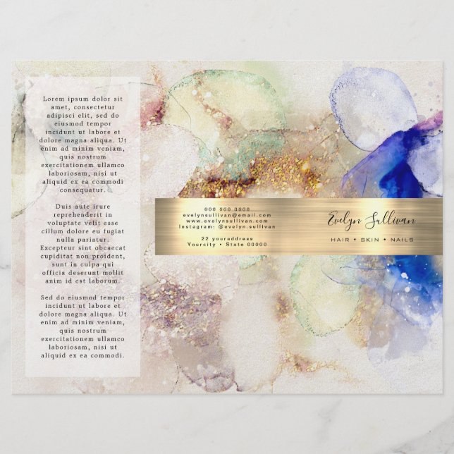 Glitter watercolor and gold foil brochure (Front)