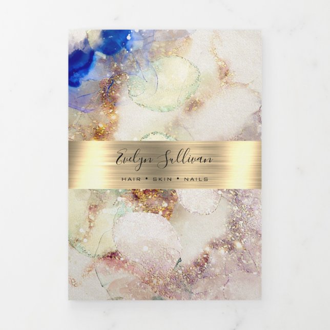 Glitter Watercolor and Gold Foil Trifold Brochure (Cover)