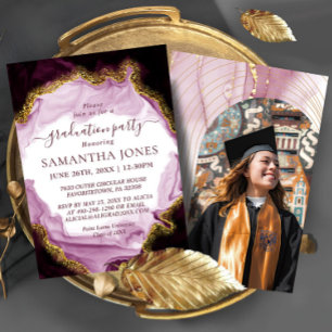 Glitter Watercolor Calligraphy Graduation Invitation