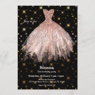 Glitter watercolor dresses invitation