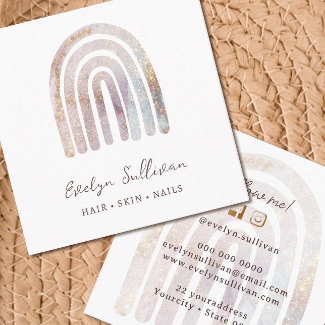 Glitter watercolor rainbow business card (Creator Uploaded)