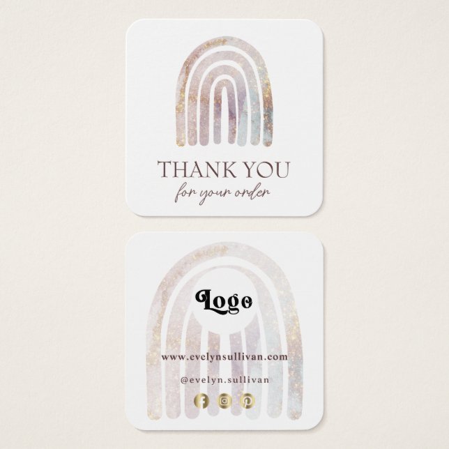 Glitter watercolor rainbow package insert (Front & Back)