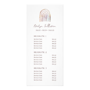 Glitter watercolor rainbow price list rack card