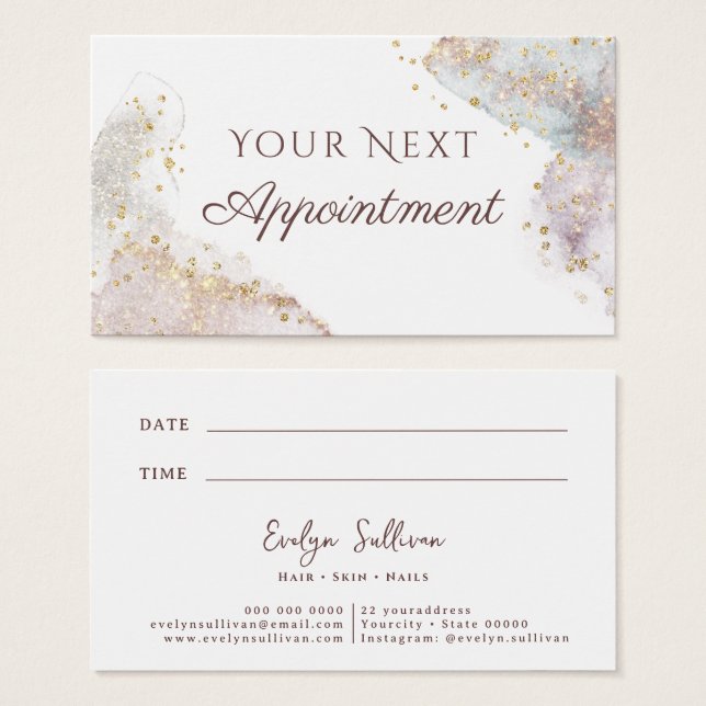 Glitter watercolor shapes appointment card (Front & Back)
