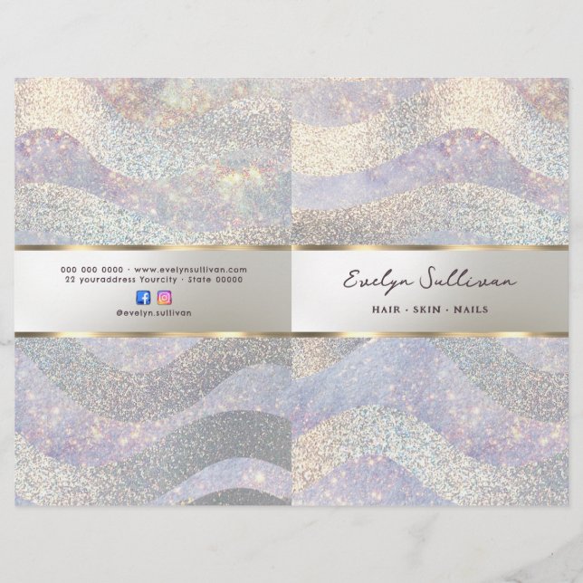 Glitter watercolor waves service menu brochure (Front)