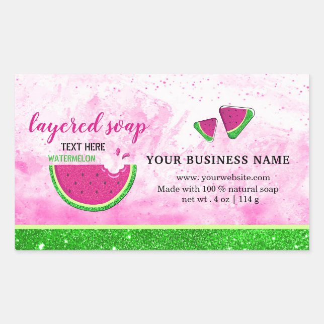 Glitter watermelon layered soap sticker (Front)