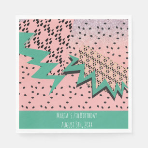 Glitter Watermelon Seeds Pink Birthday Party Napkin