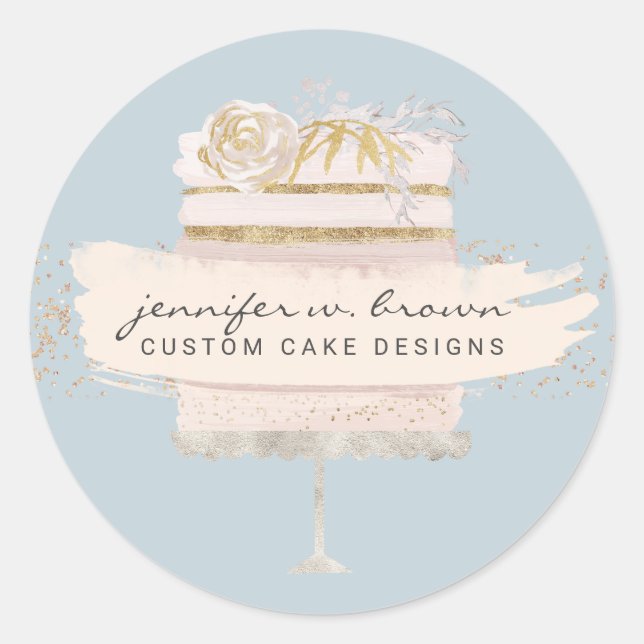 Glitter Wedding Cake Bakery Event Planner Classic Round Sticker (Front)