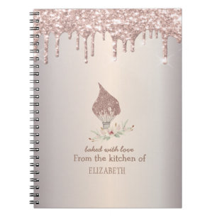 Glitter Whisk Rose Gold Glitter Drips Bakery    Notebook