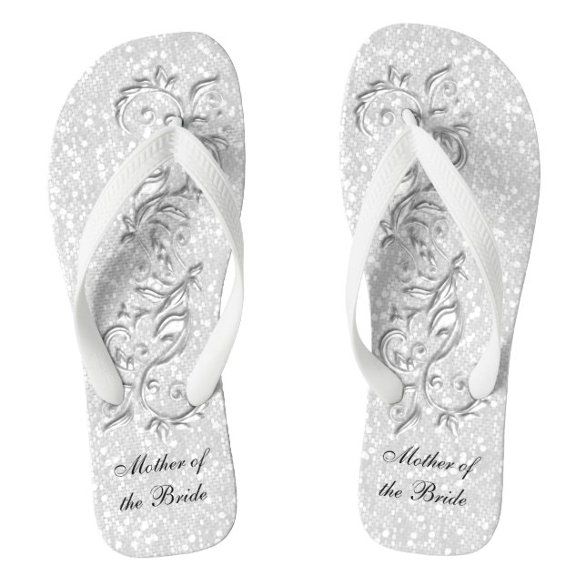 Glitter White  | Wedding Thongs (Footbed)