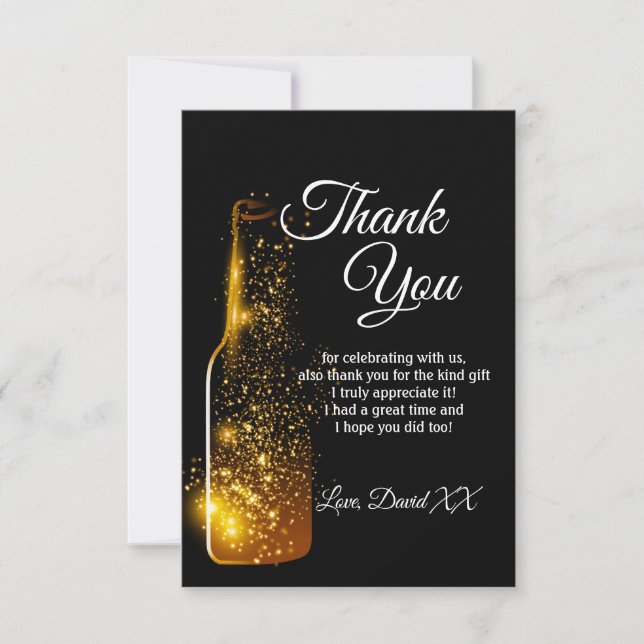 glitter, wine, adult, thank you card (Front)