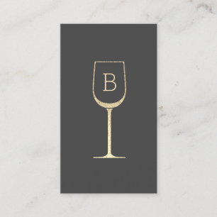 Glitter Wine Bartender Sommelier Monogram Business Card