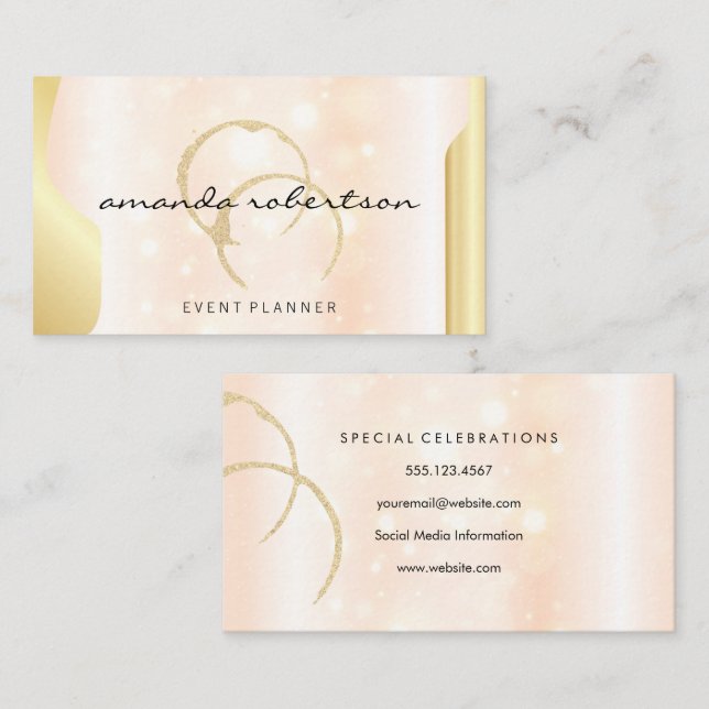 Glitter Wine Stain | Boke | Gold Bottles Business Card (Front/Back)