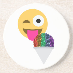 glitter wink emoji coaster
