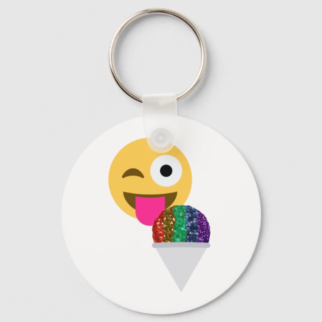 glitter wink emoji key ring (Front)
